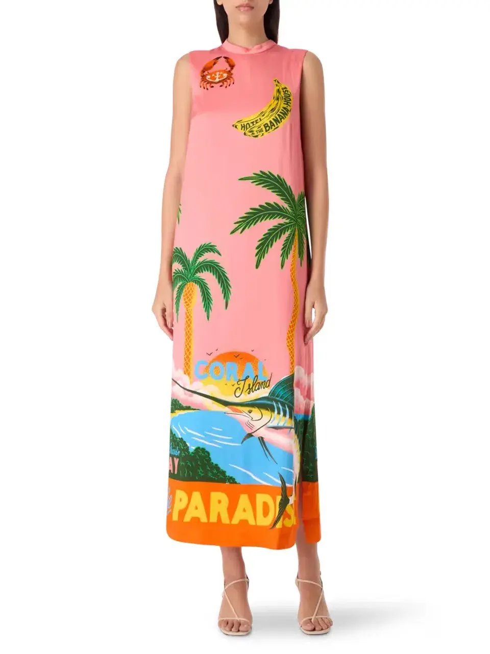 Alemais Paradiso Silk Midi Dress Pink Multi Size 10 AU photo 5