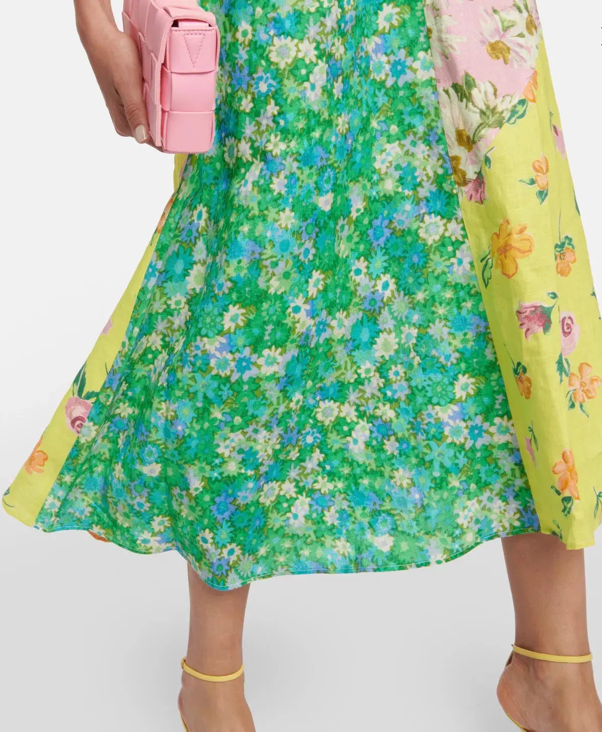 Alemais Kenzie Patchwork Linen Midi Dress Multi Floral Size 10 photo 4