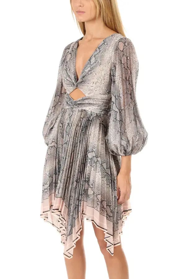 Zimmermann Corsage Pleat Mini Dress Python Print - Size 1 / 10 AU photo 3