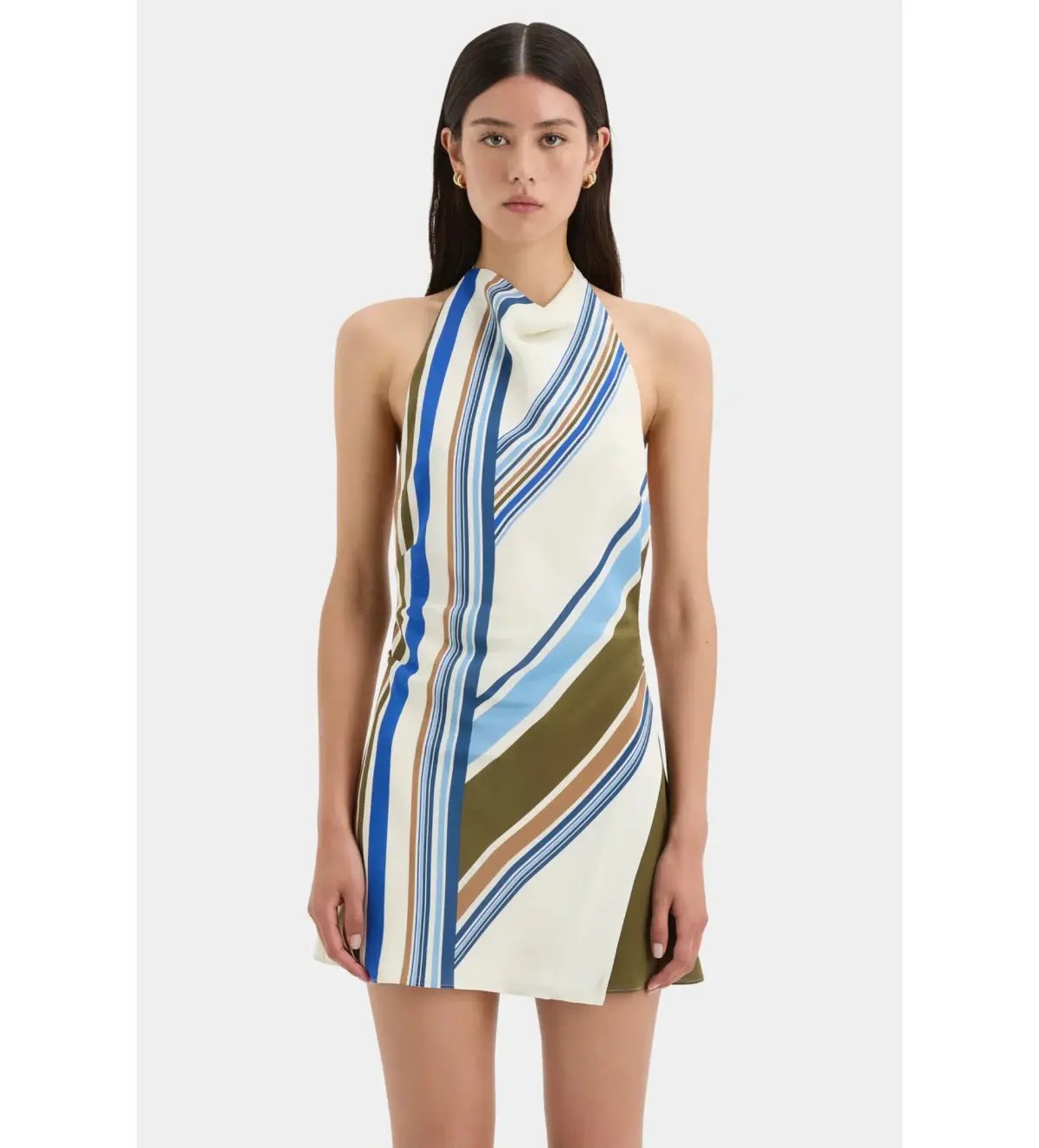 Sir The Label Thistle Halter Mini Dress Blue Baiadera Size AU 6 photo 4