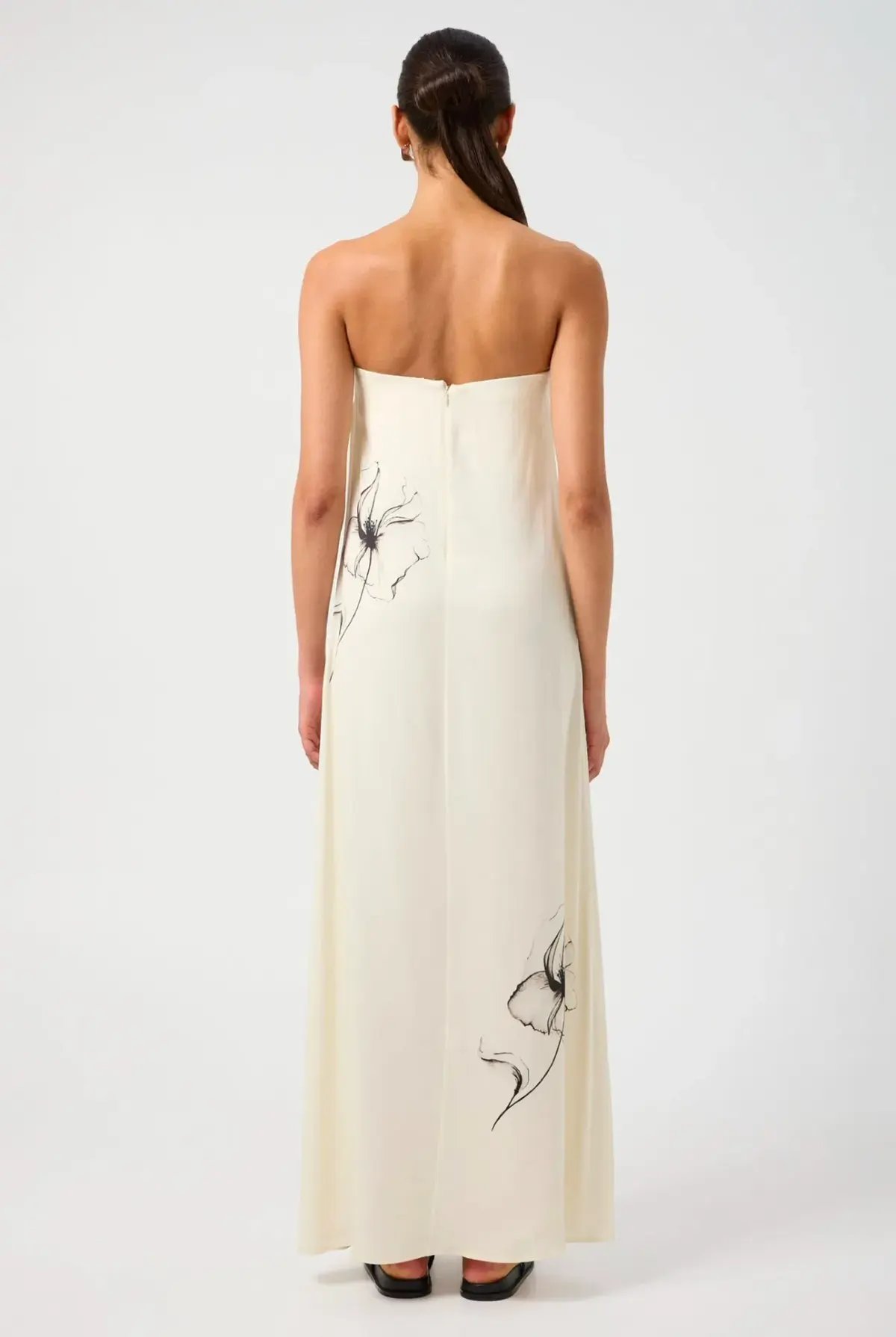 Third Form Dream State Strapless Maxi Dress Cream/Black Print Size 12 photo 3