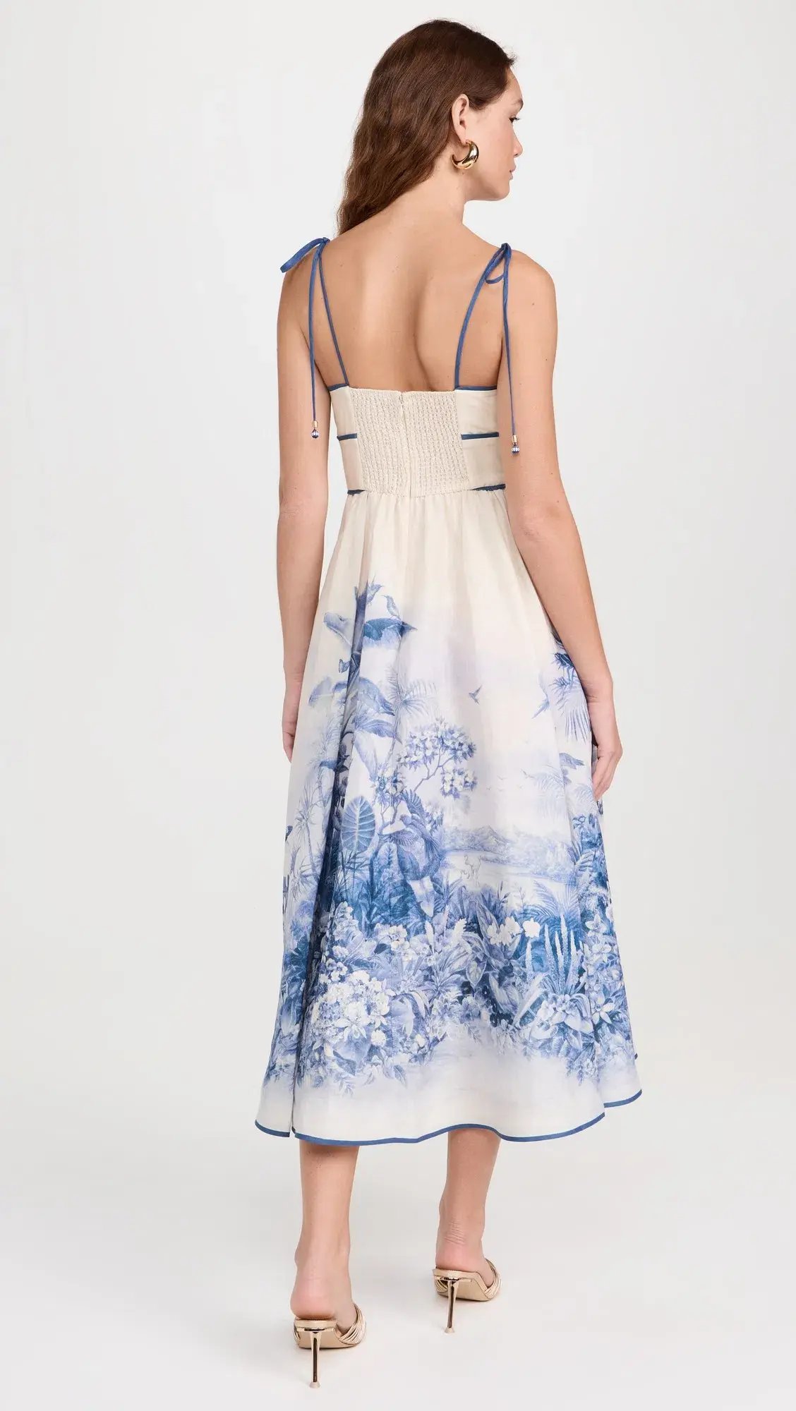 Zimmermann The Wylie Picnic Midi Dress in Blue Palm Size 0 / AU 8 photo 2