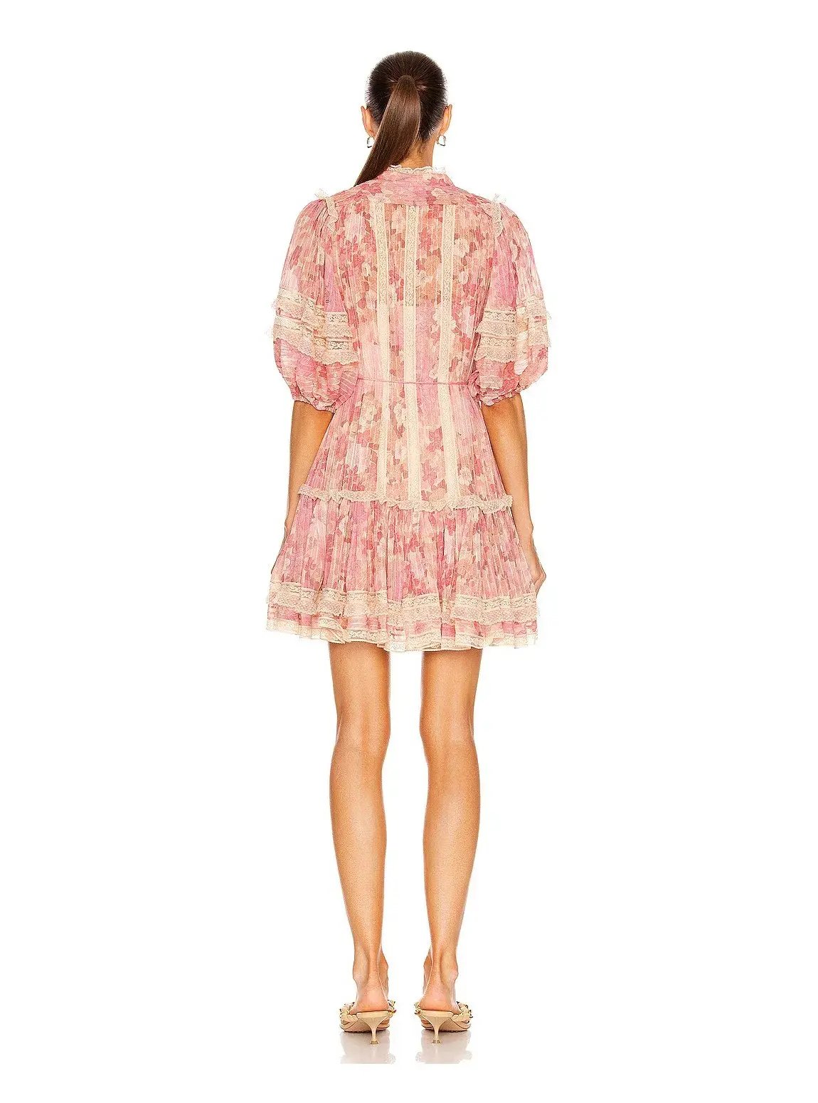 Zimmermann Concert Pintucked Mini Dress Cherry Meadows Size 1 / Au 10 photo 2