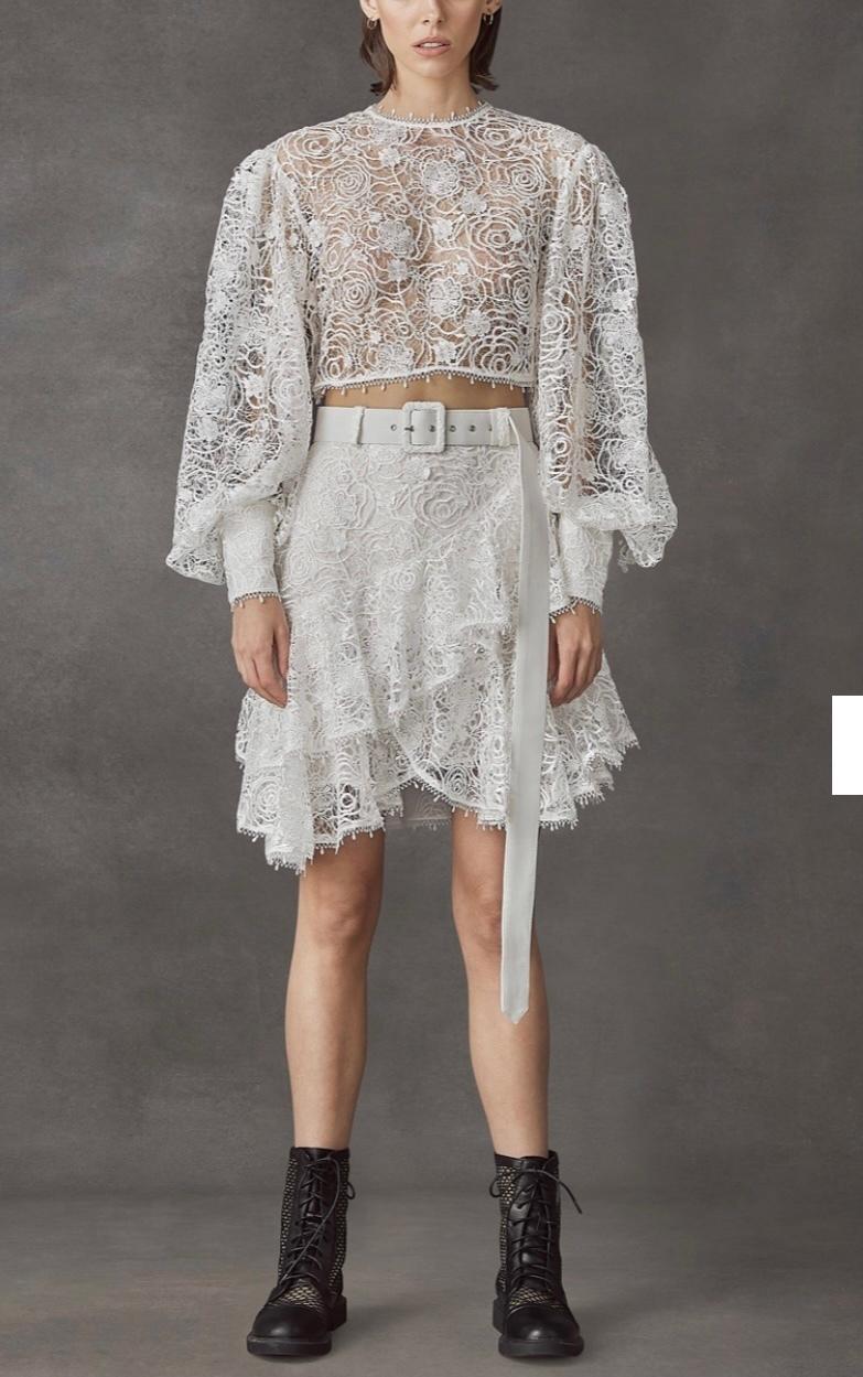 Leo Lin Immaculate Lace Crop Top White Size 8 photo 2