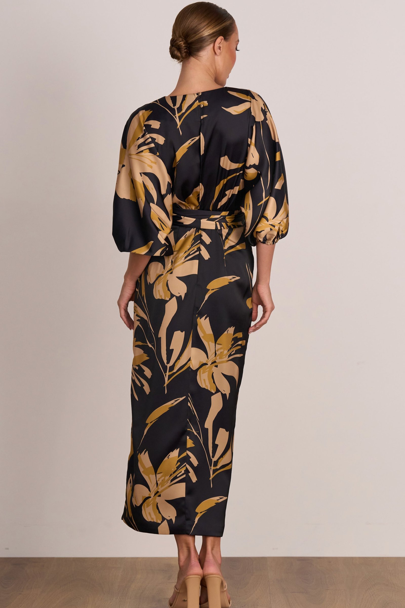 PASDUCHAS ABLAZE WRAP MIDI DRESS - BLACK photo 4