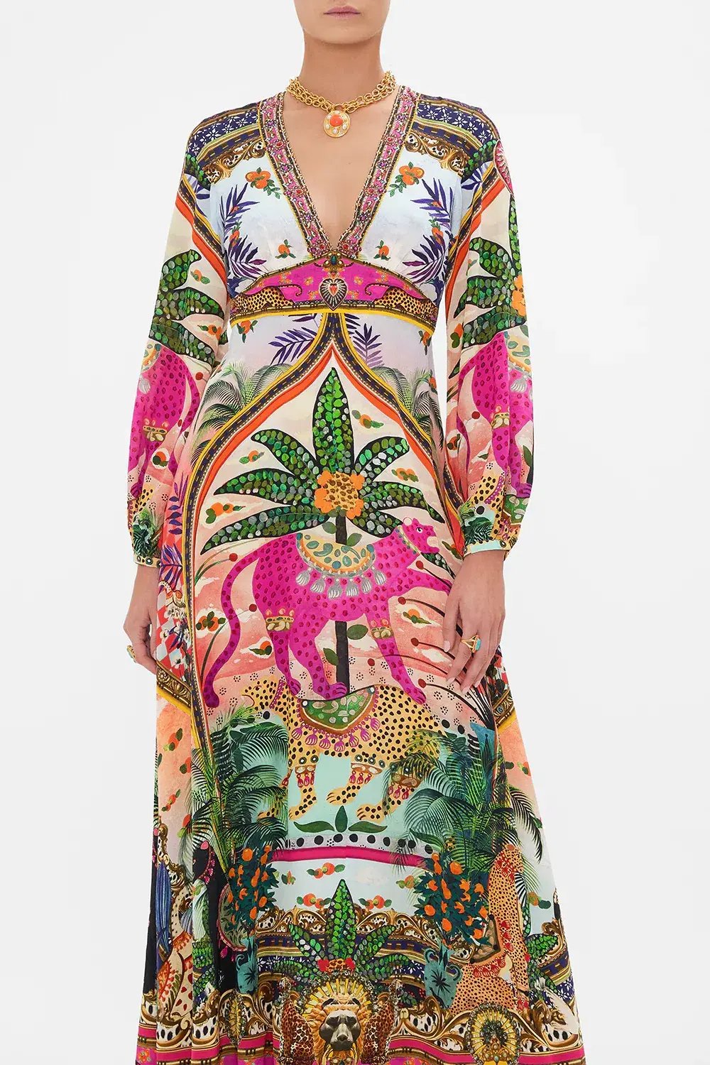 Camilla Alessandros Atlantis Printed Lantern Sleeve Dress Multi Size 14 photo 4