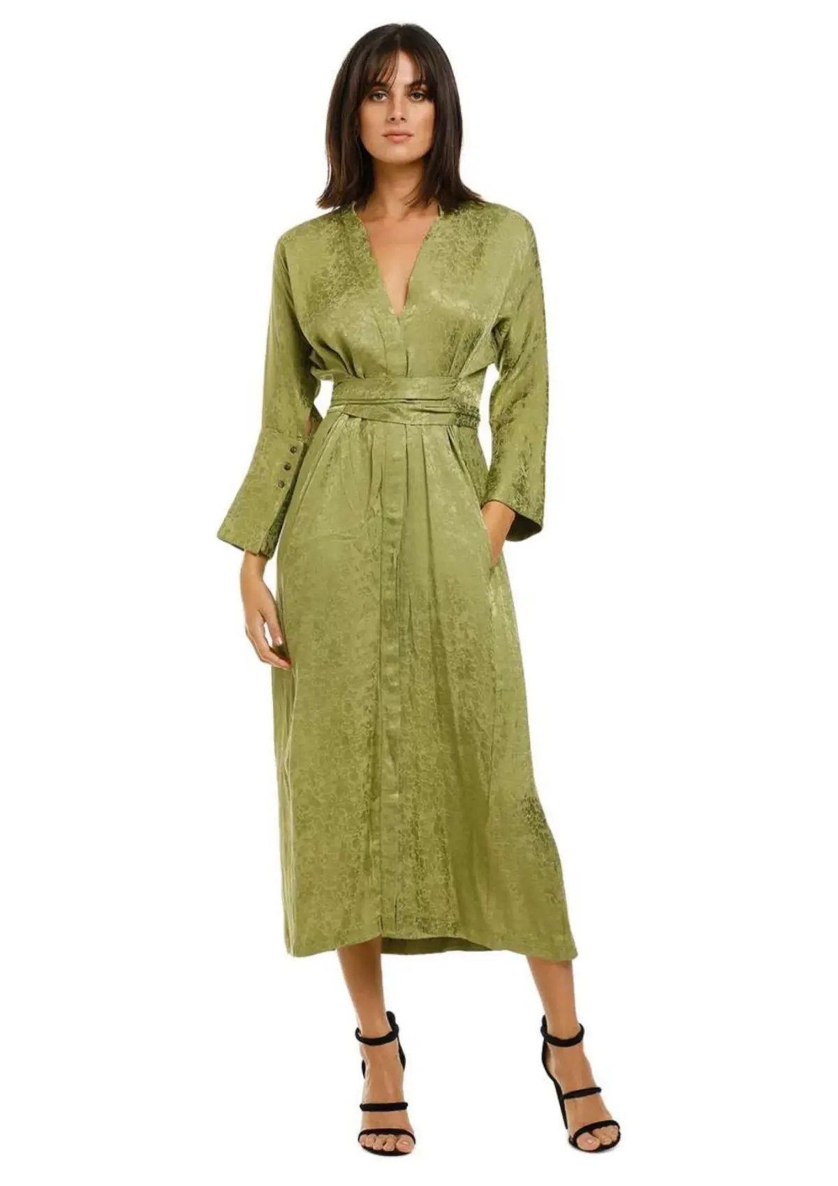 KITX Slink Shirt Midi Dress in Olive Size 8 photo 2