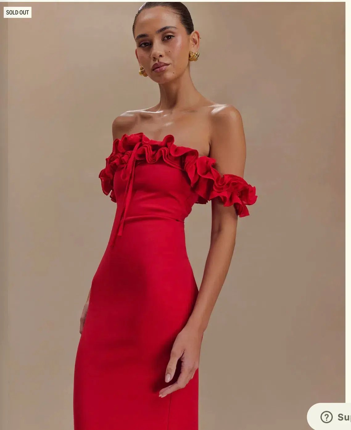 Nova - Ruffle Off Shoulder Maxi Dress - Ruby photo 5