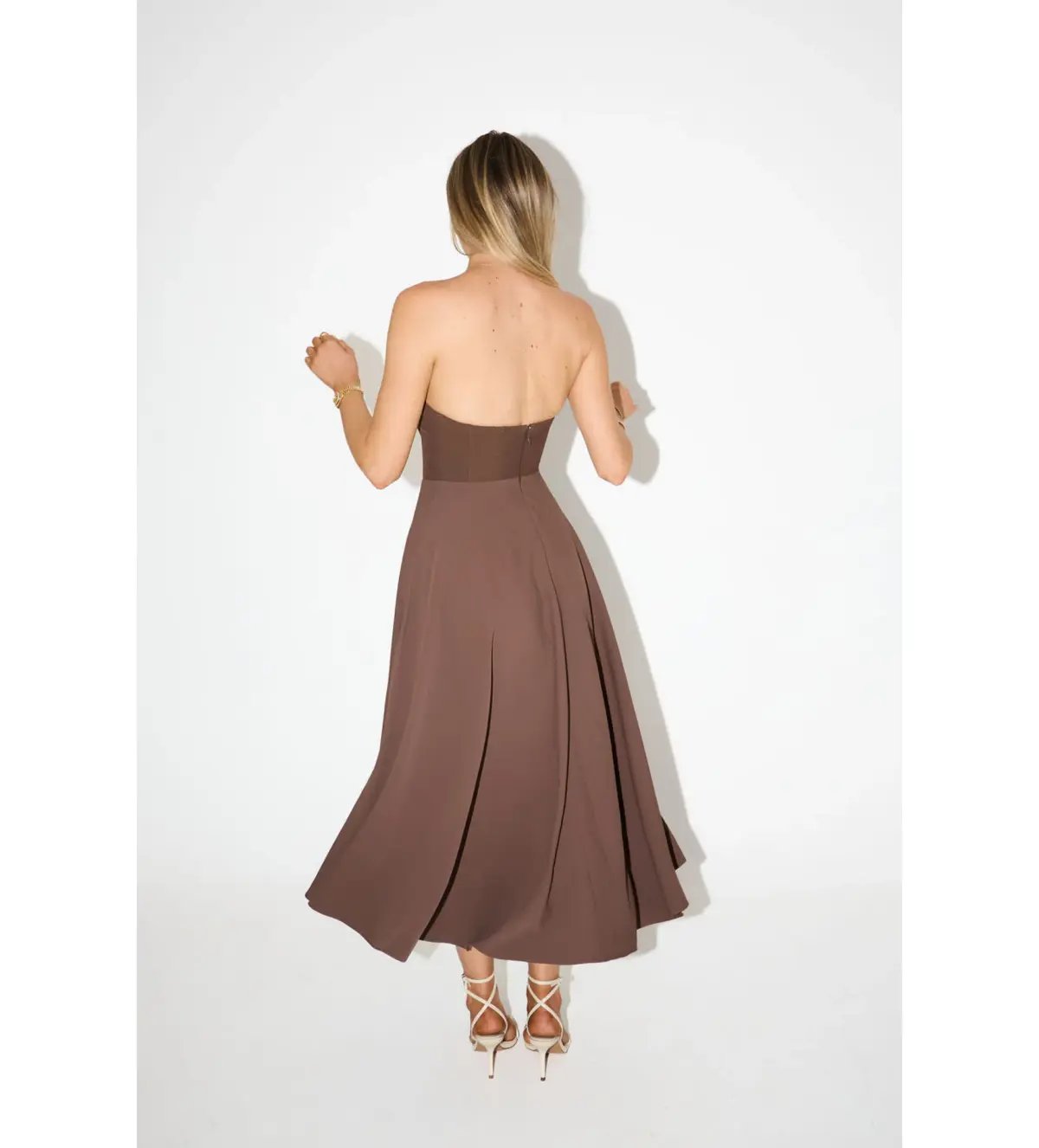 Odd Muse The Ultimate Muse Strapless Midi Dress Chocolate Brown Size 6 photo 2