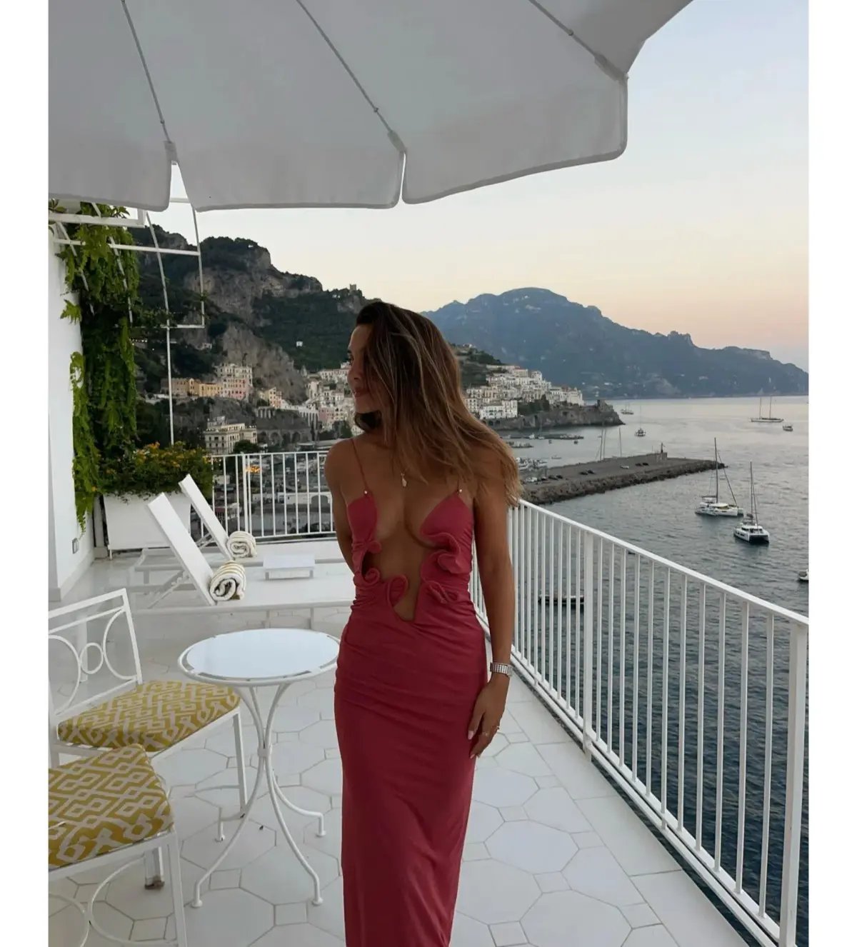 Christopher Esber Molded Venus Cutout Mesh Maxi Dress in Cayenne/Rose Size AU 6 photo 6