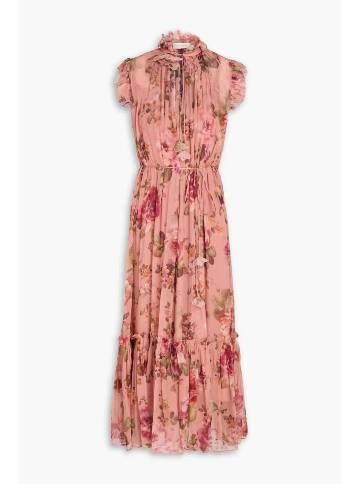 Zimmermann Luminosity Flutter Midi Dress in Dusty Pink Floral Size 1 AU 10 photo 3