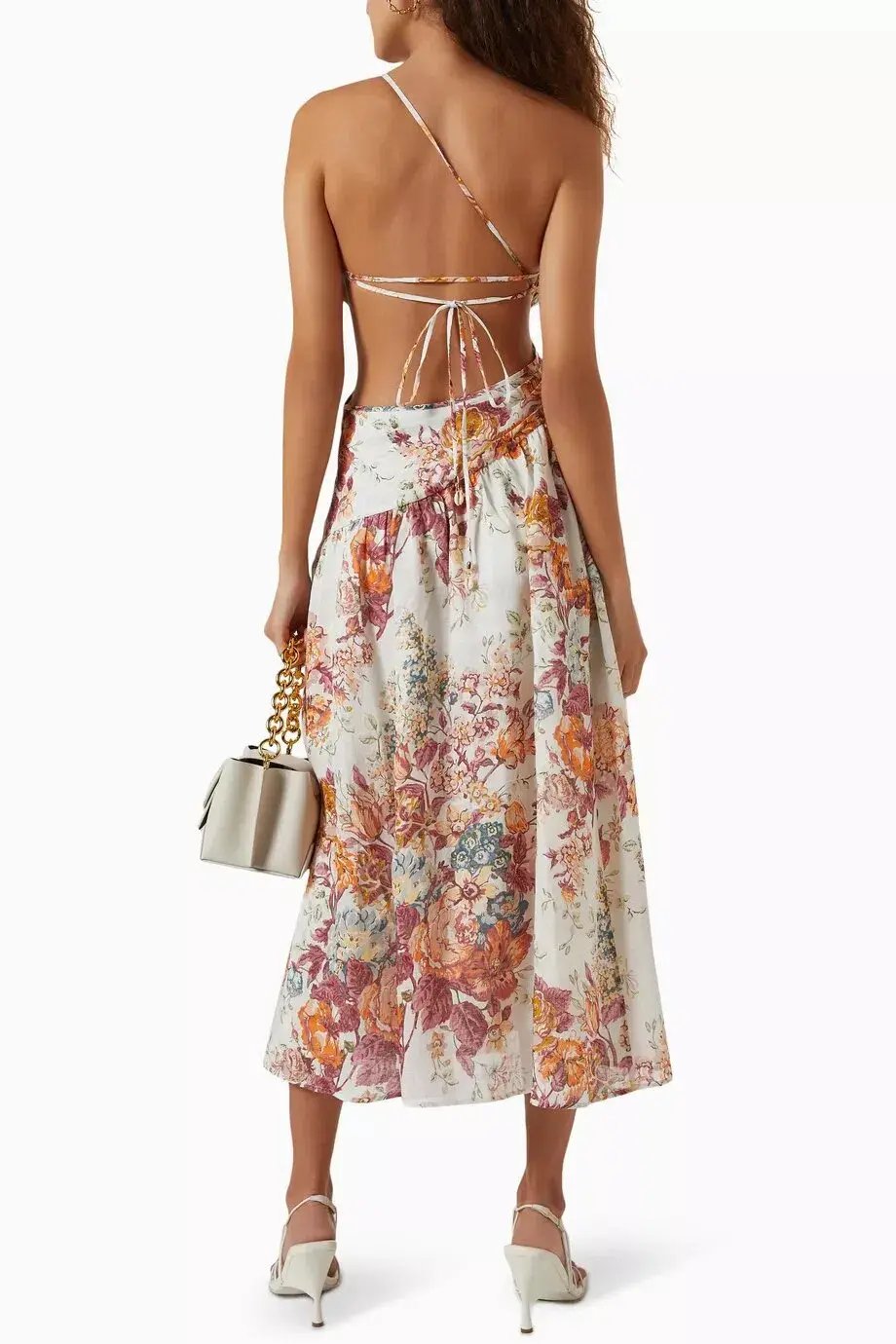 Zimmermann The Pattie Asymmetric Dress in Cream Floral Size 2/AU 12 photo 2