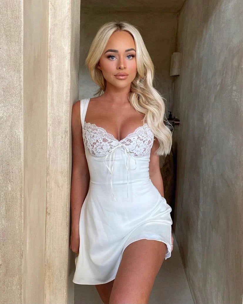 House of CB Adriana Satin Mini Dress - Ivory photo 4