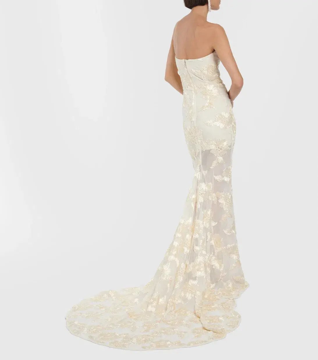 Rotate Birger Christensen Embroidered Strapless Midi Dress Cream Size 6 photo 2