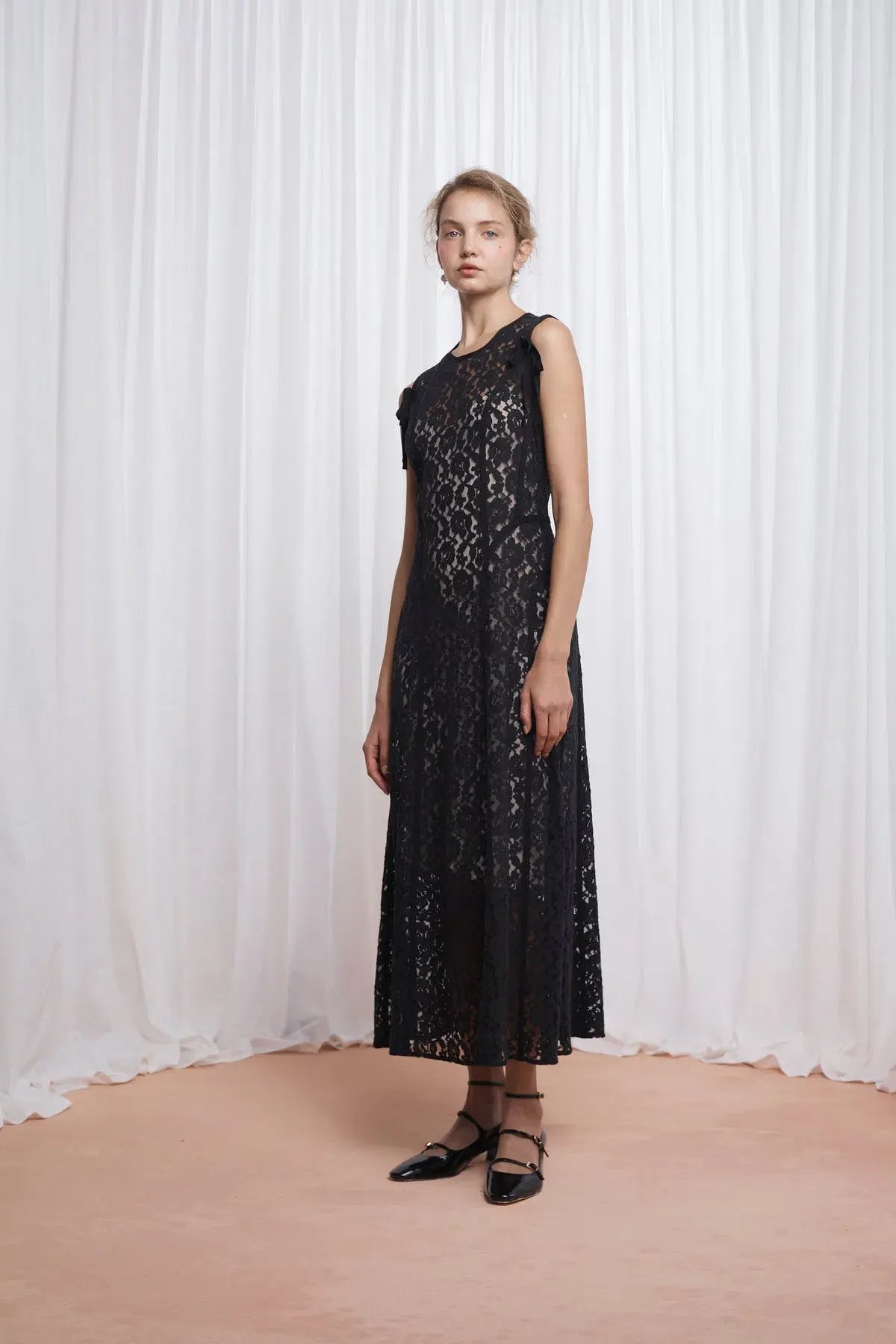 Lovaan Audrey Dress Cotton/Nylon Black Size 6 photo 3