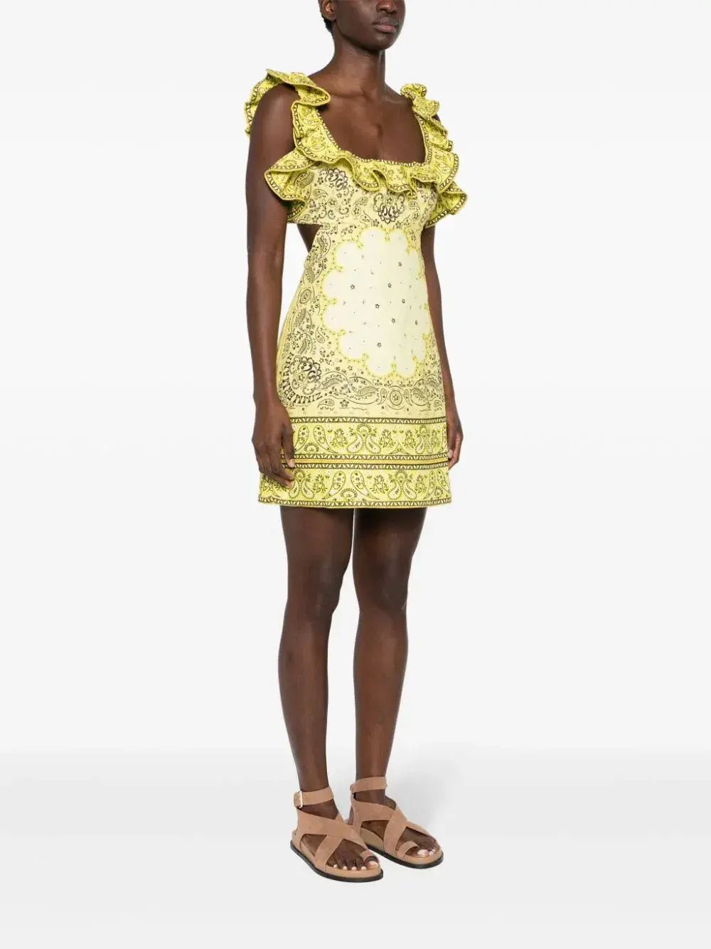Zimmermann Matchmaker Frilled Mini Dress Yellow Bandana Size 0 / AU 8 photo 3