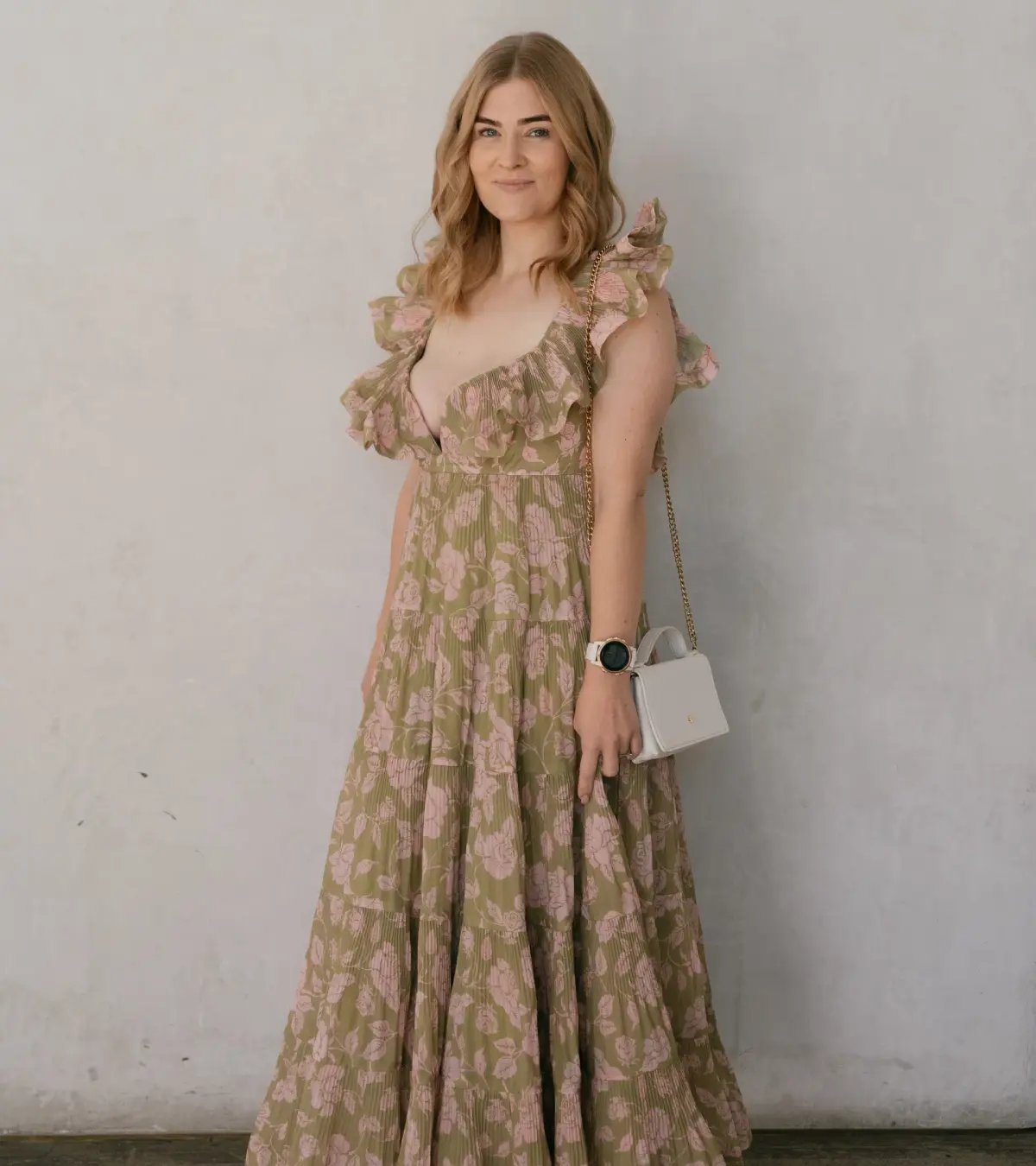 Zimmermann Lovestruck Pleated Gown Olive and Pink Rose Size 2 / AU 8-10 photo 6