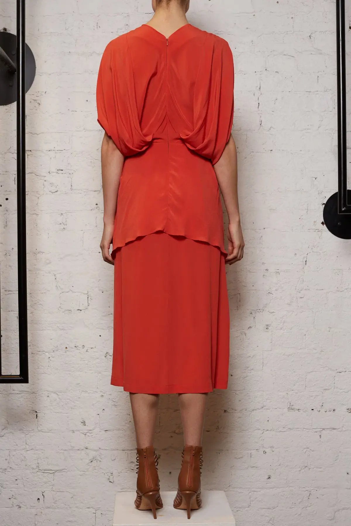 KITX Nature Cape Silk Dress in Melon Size 8 photo 3