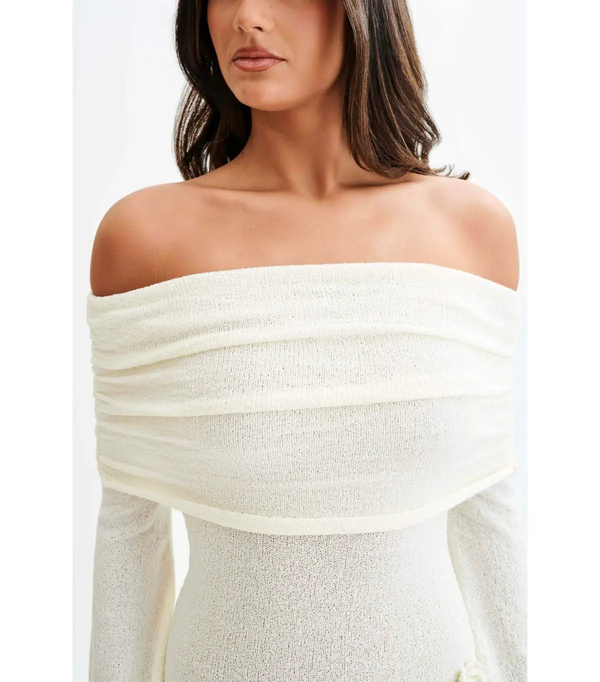 Meshki Kiki Off Shoulder Knit Rose Maxi Dress Ivory Size S / AU 8 photo 2