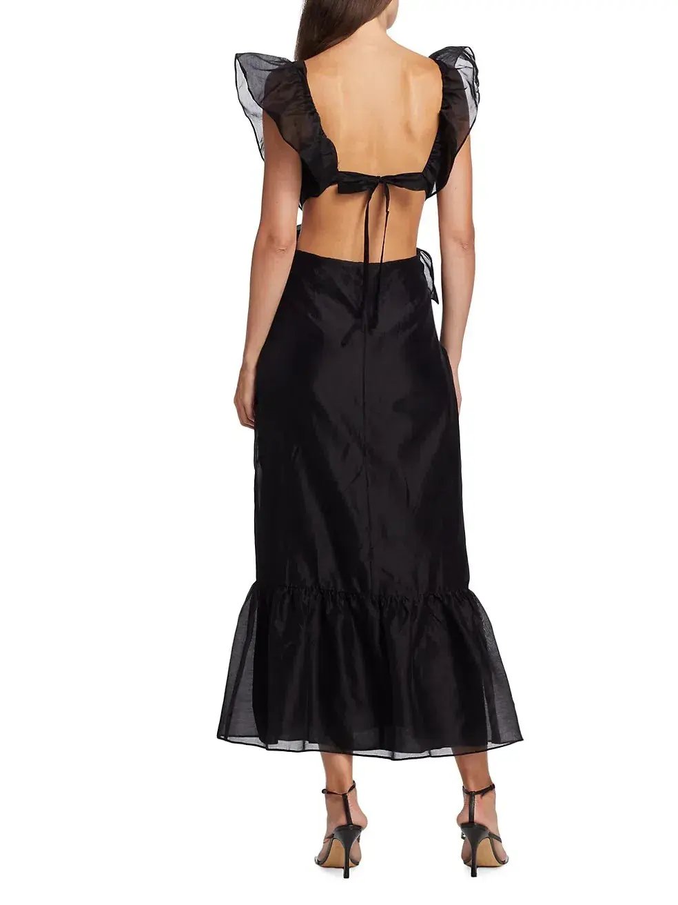 Sir the Label Franc Frill Midi Dress Black Size 0/AU 6 photo 3