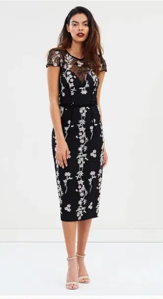 Bronx & Banco Flower Embroidery Midi Dress Size XL/Au 14 photo 3