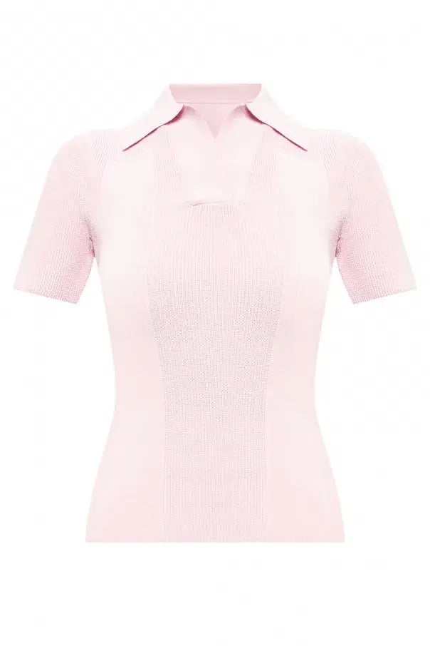 Jacquemus Ribbed Polo Top With Open Back Pink Size 32 / AU 4 photo 4