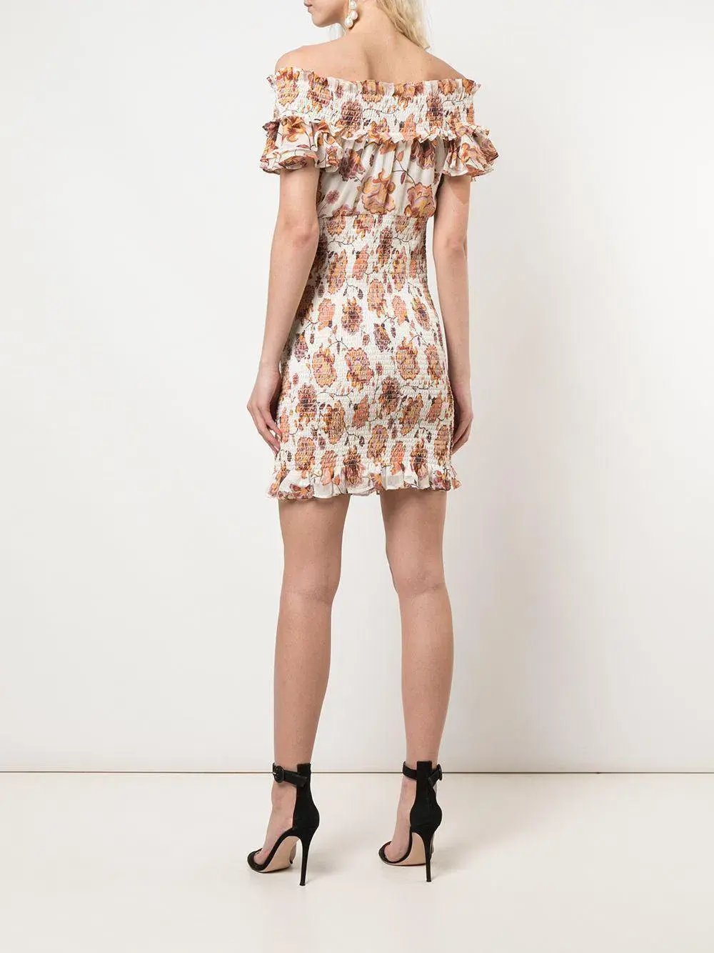 SHONA JOY Floral-print Smocked Off-the-shoulder Mini Dress photo 2