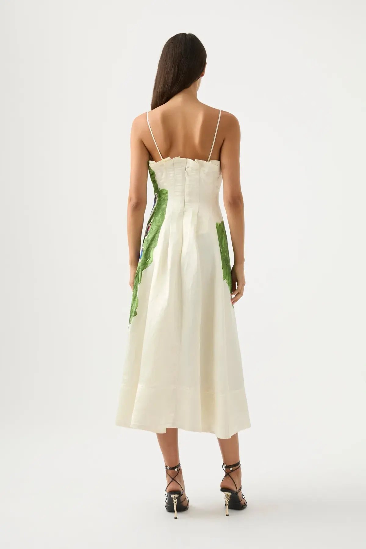 Aje Paradiso Green Floral Cinched Midi Dress Native Gumnut Floral Size 14 photo 2