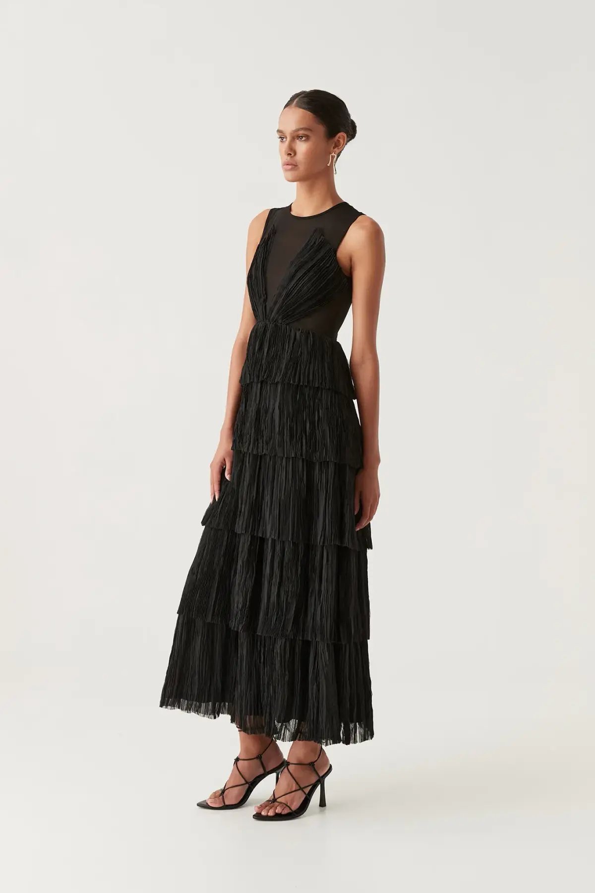 Aje Escapist Black Tiered Maxi Dress Size 10 photo 3