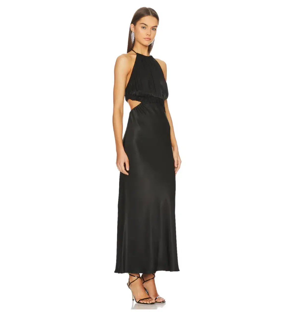 Shona Joy Angelica Ruched Open Back Midi Dress in Black Size 10 photo 2
