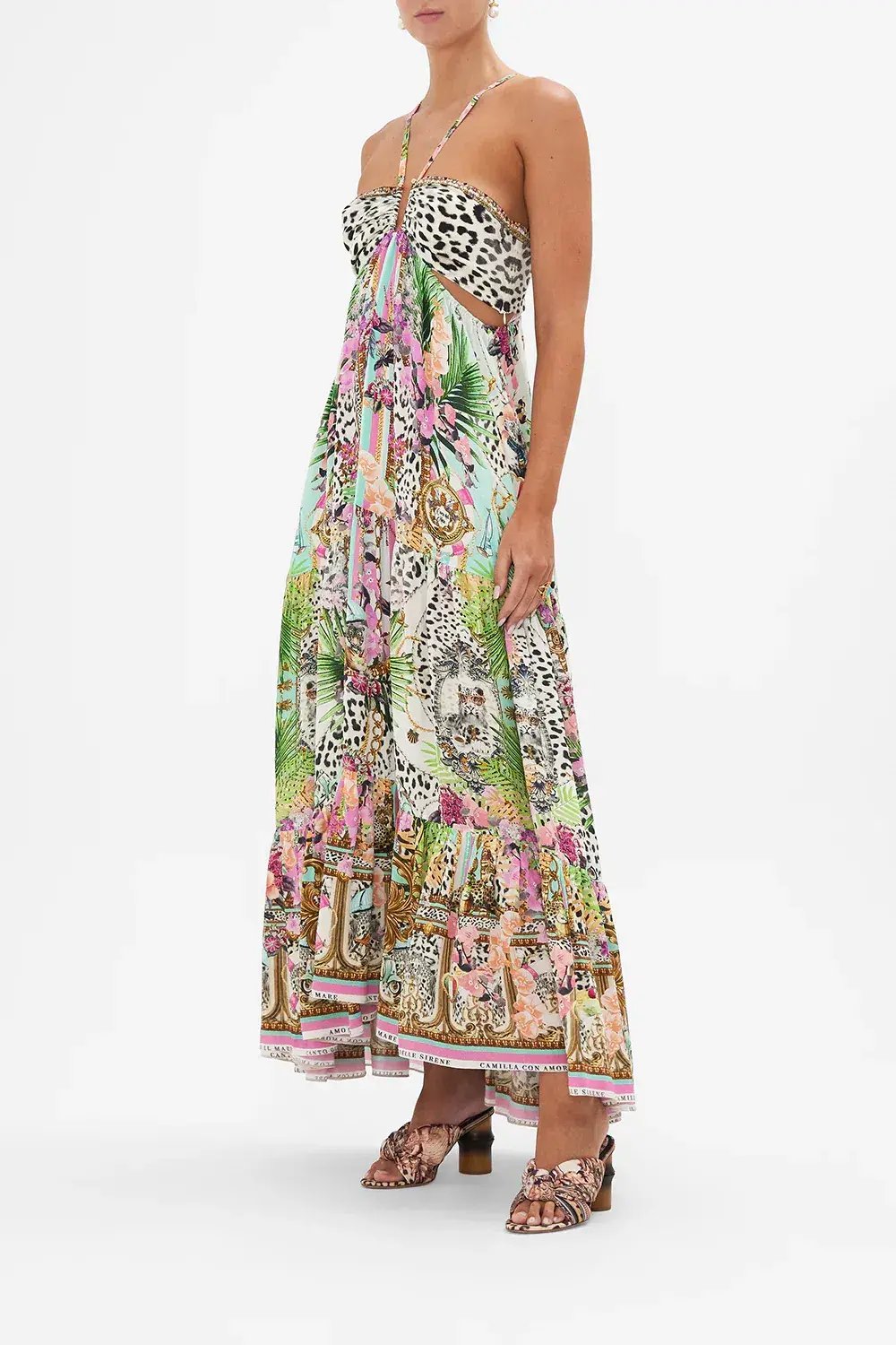 Camilla Dear Amore Mio Gathered Cut Out Dress Print Size L / AU 14 photo 2