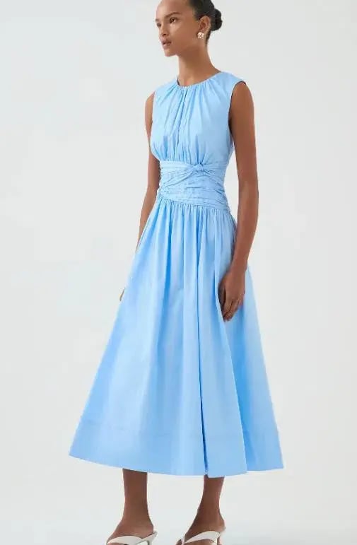 Aje Agatha Knot Midi Dress Powder Blue Size AU 14 photo 2
