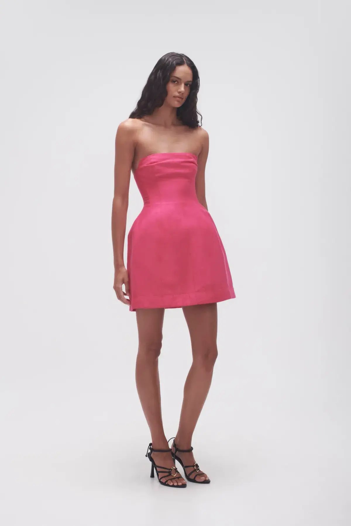Aje Baret Strapless Mini Dress Hot Pink Size 10 photo 2