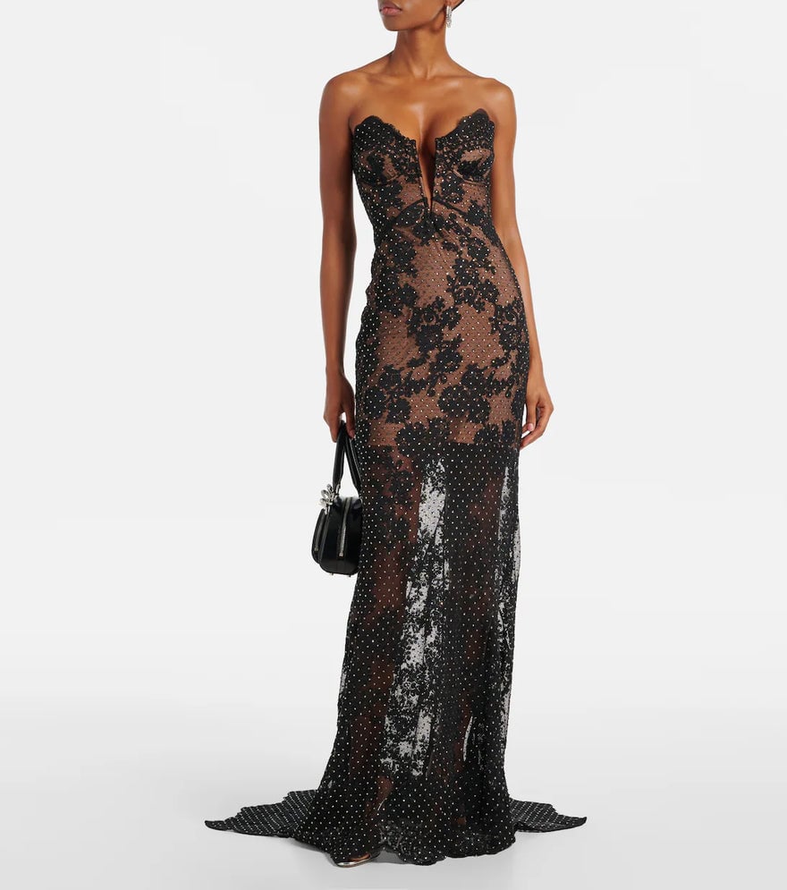 Self-Portrait Embellished Sheer Lace Dress photo 3