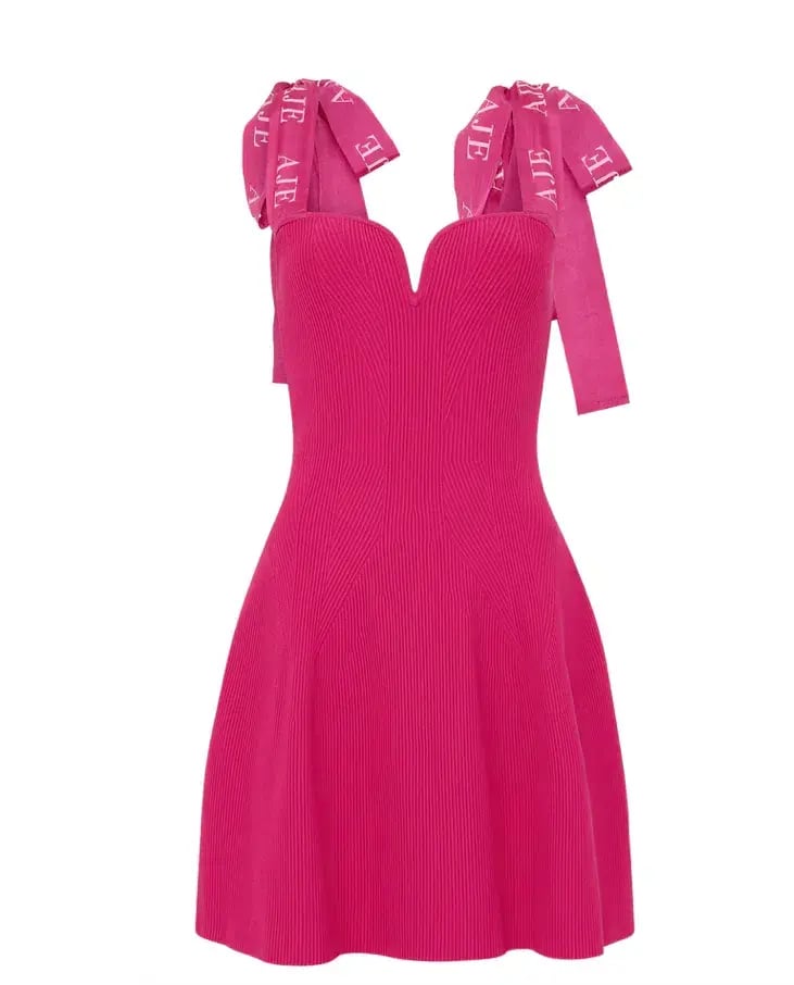 Aje Amber Knit Tie Shoulder Mini Dress Pink Size M / AU 10 photo 4