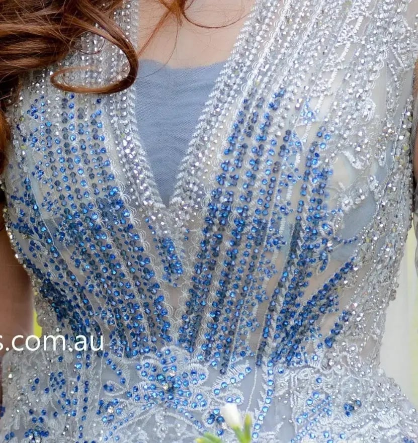 Stunning Silver Engagement ball gown size small photo 2