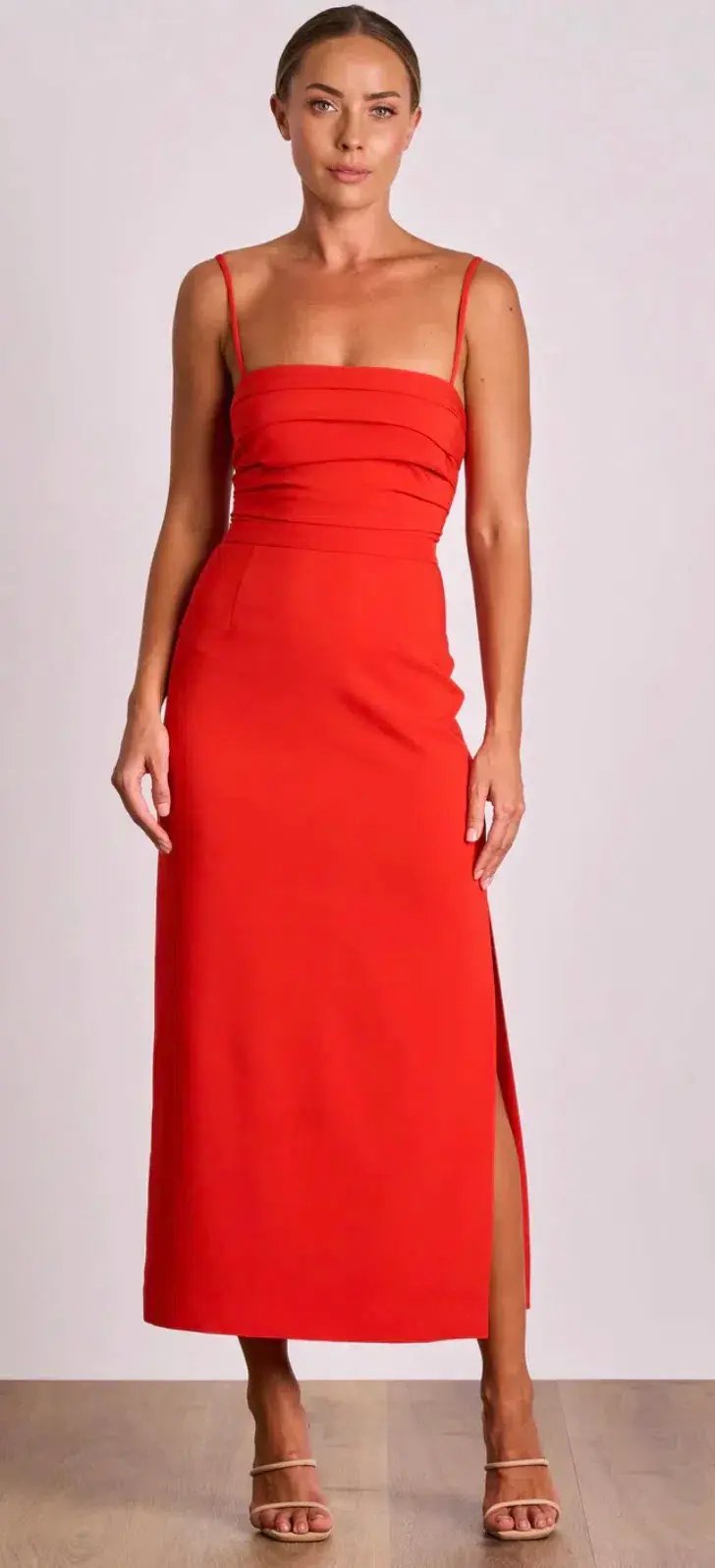 Pasduchas Emerson Column Midi Dress Red Size 8 photo 2