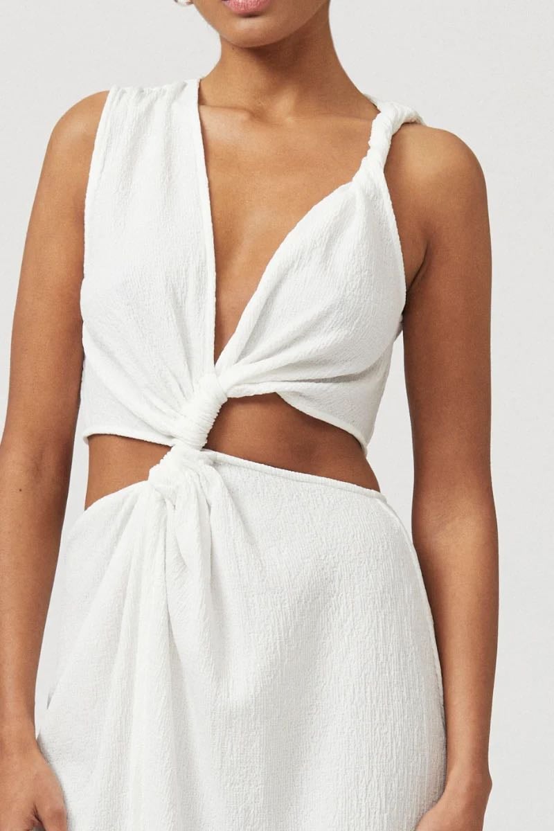 SUBOO JACQUI SLEEVELESS CROSS OVER MIDI DRESS - WHITE photo 4