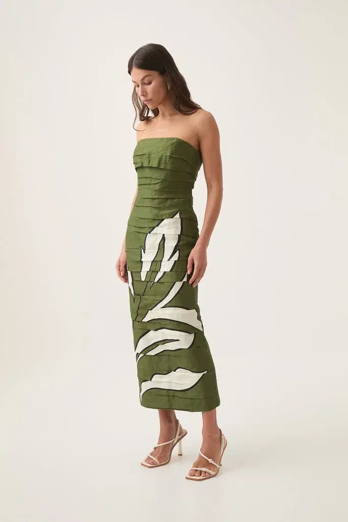 Aje Jasmine Midi Dress Abstract Fern Size 10 photo 2