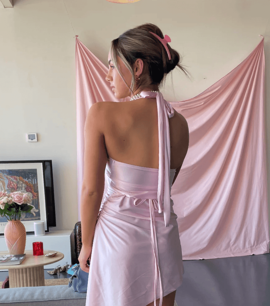 Mr Winston Co Ballerina Halter Dress in Pink photo 4