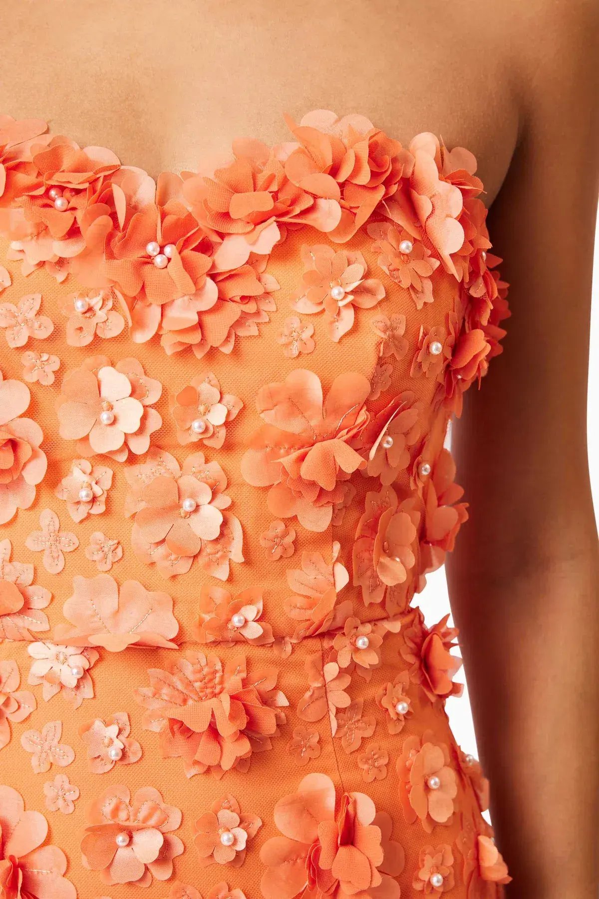 Elliatt Bluebell Strapless 3D Midi Dress Orange Size 6 photo 4