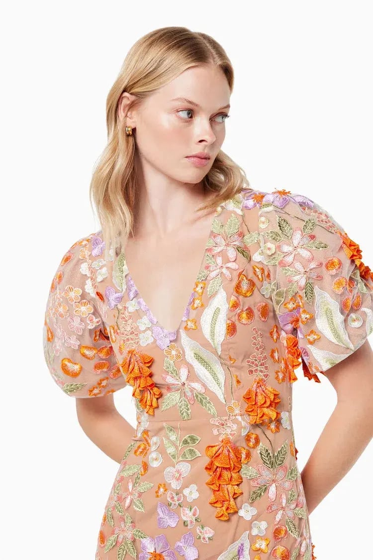 Elliatt Remix 3D Floral Midi Dress Multi Size S / AU 8 photo 3