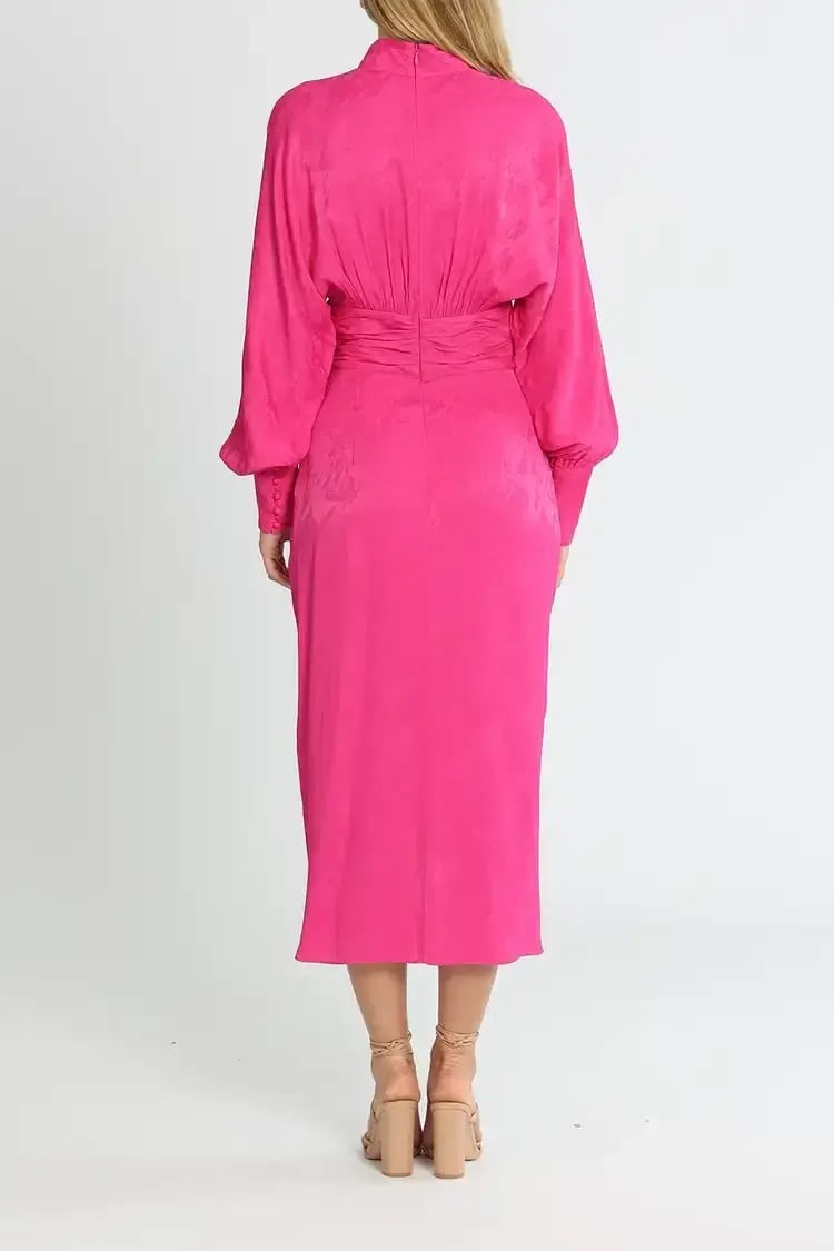 Rebecca Vallance Theresa Midi Dress Fuschia Pink Size 8 photo 3
