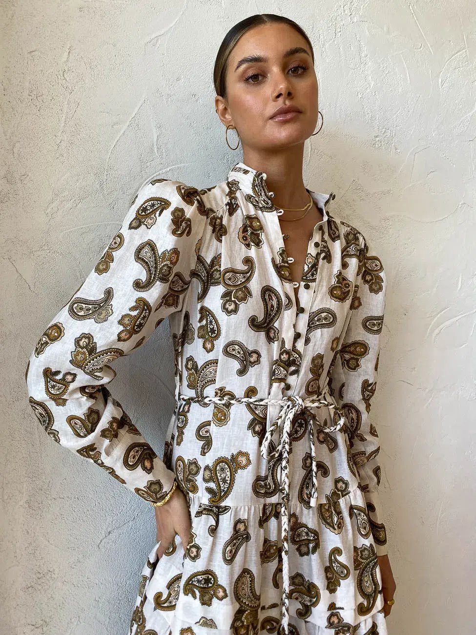 Alemais Mia Midi Dress Cream Paisley Size 10 photo 2