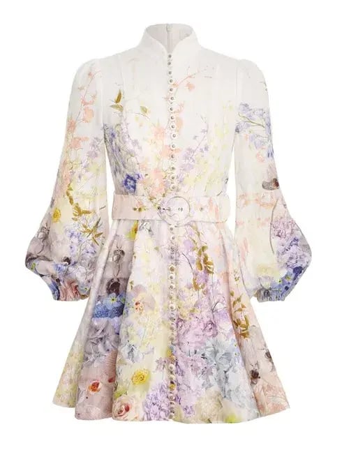 Zimmermann Rhythmic Buttoned Mini Dress Citrus Garden Size 1 / Au 10 photo 5