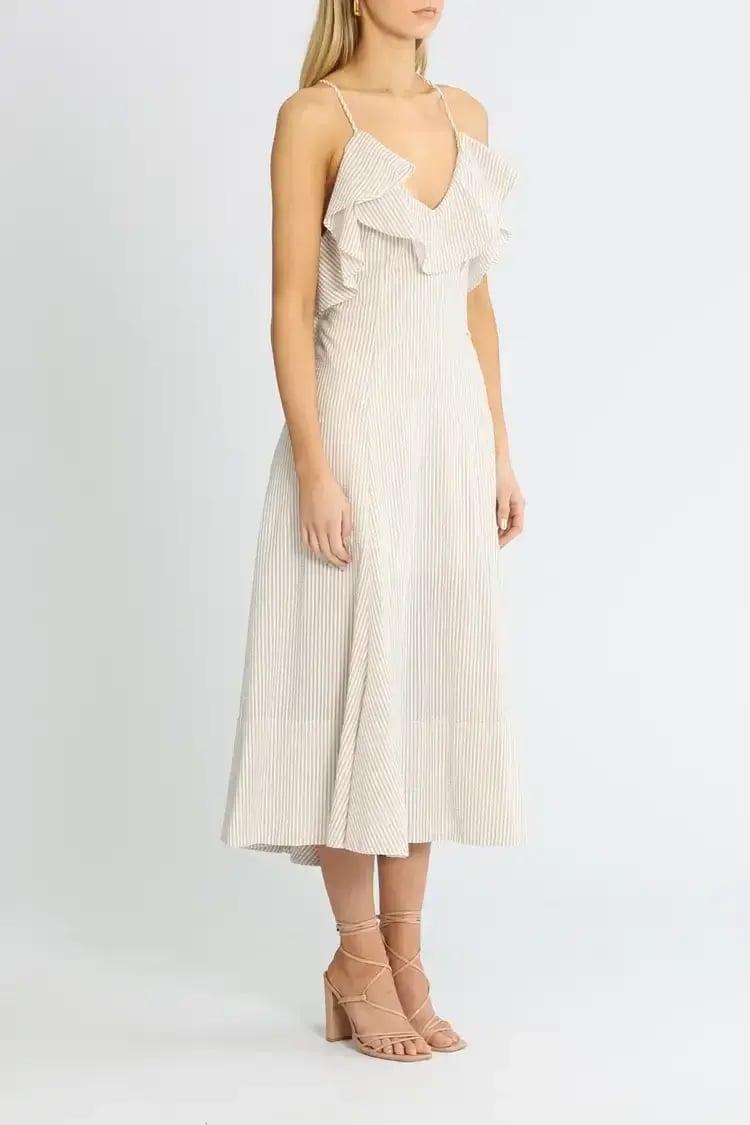 Shona Joy Sabina Cross Back Midi Dress Cream Size 6 photo 2