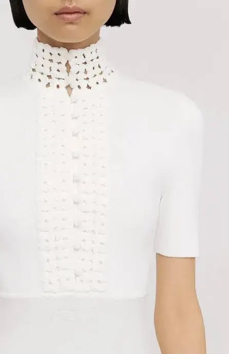 Scanlan Theodore Crepe Knit Daisy Soft Midi Dress in Ivory Cream Size L AU 12 photo 2