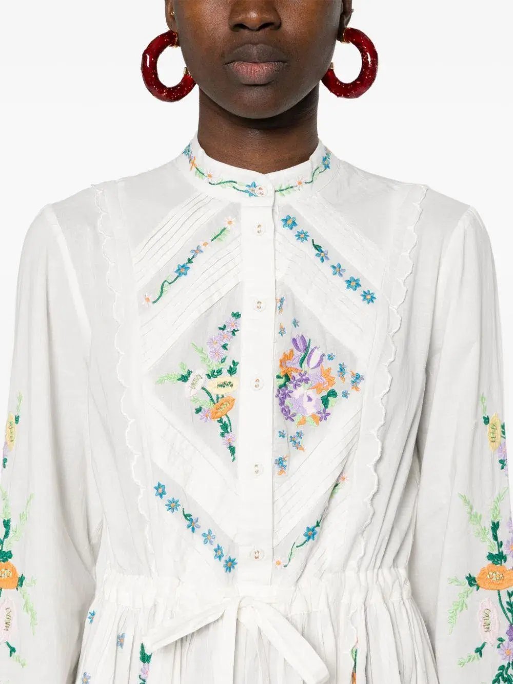 Alemais Willa Embroidered Shirt Dress White Floral Size AU 10 photo 3