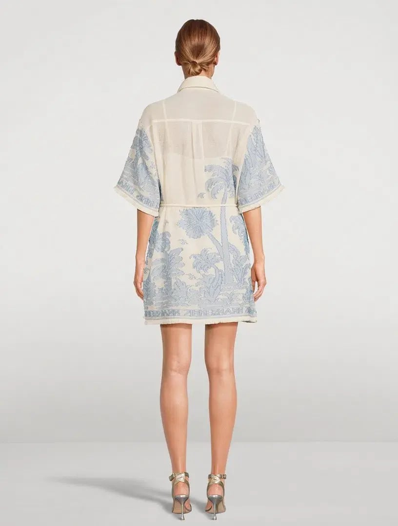 Zimmermann Ottie Palm Mini Dress Cream Blue Size 0/ AU 8 photo 3