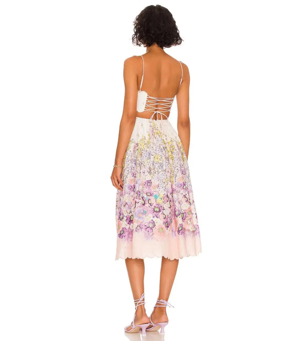 Zimmermann Jude Scallop Midi Dress in Peach Gradient Floral Size 0P/Au 6 (altered) photo 2
